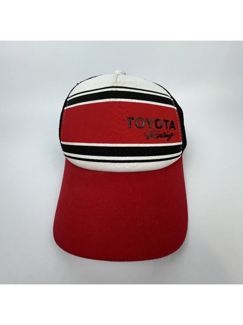 Toyota Racing Trucker Hat Snapback Red White Black Stripe Cap Adjustable